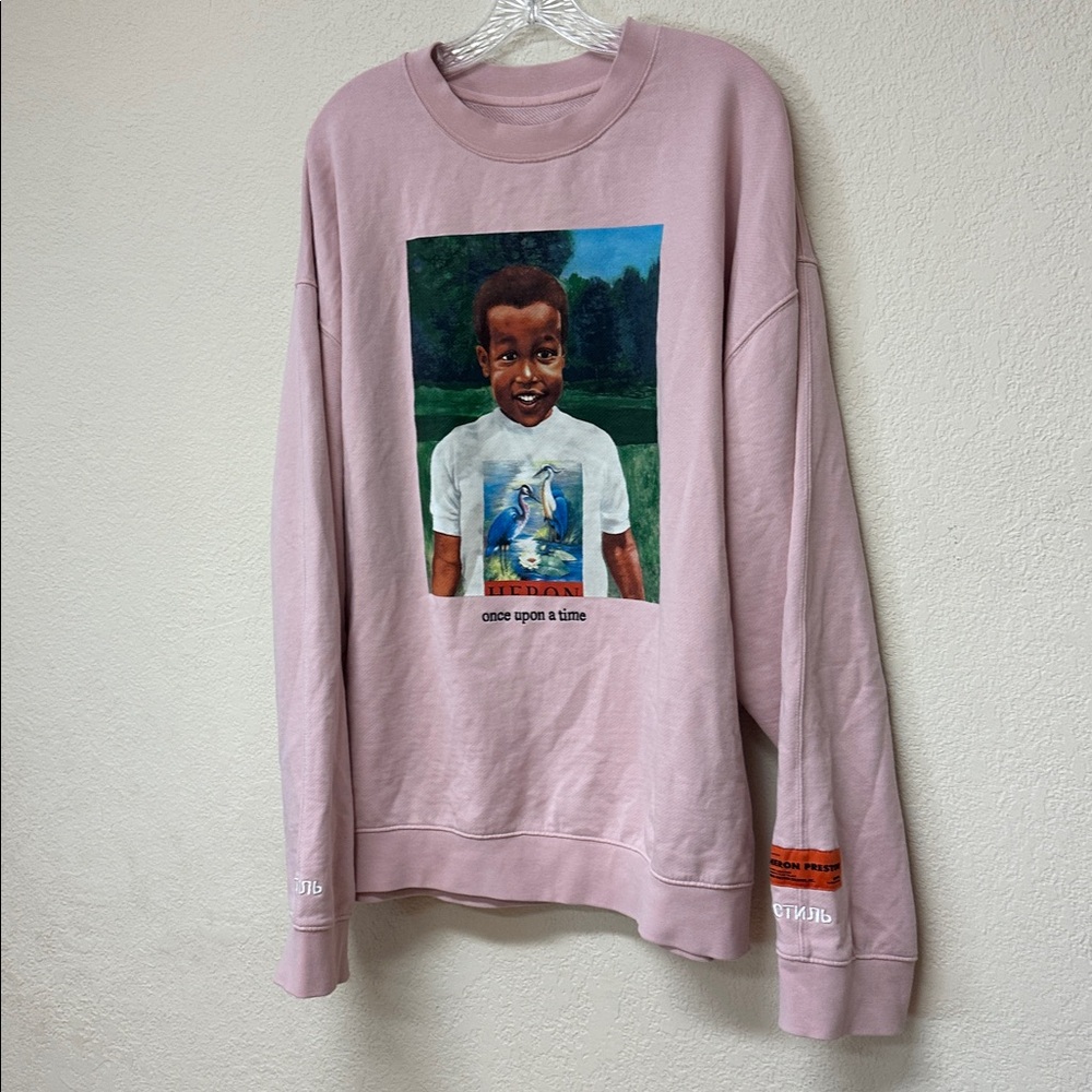 Heron Preston Light Pink baby Graphic sweatshirt size XL - Picture 3 of 8